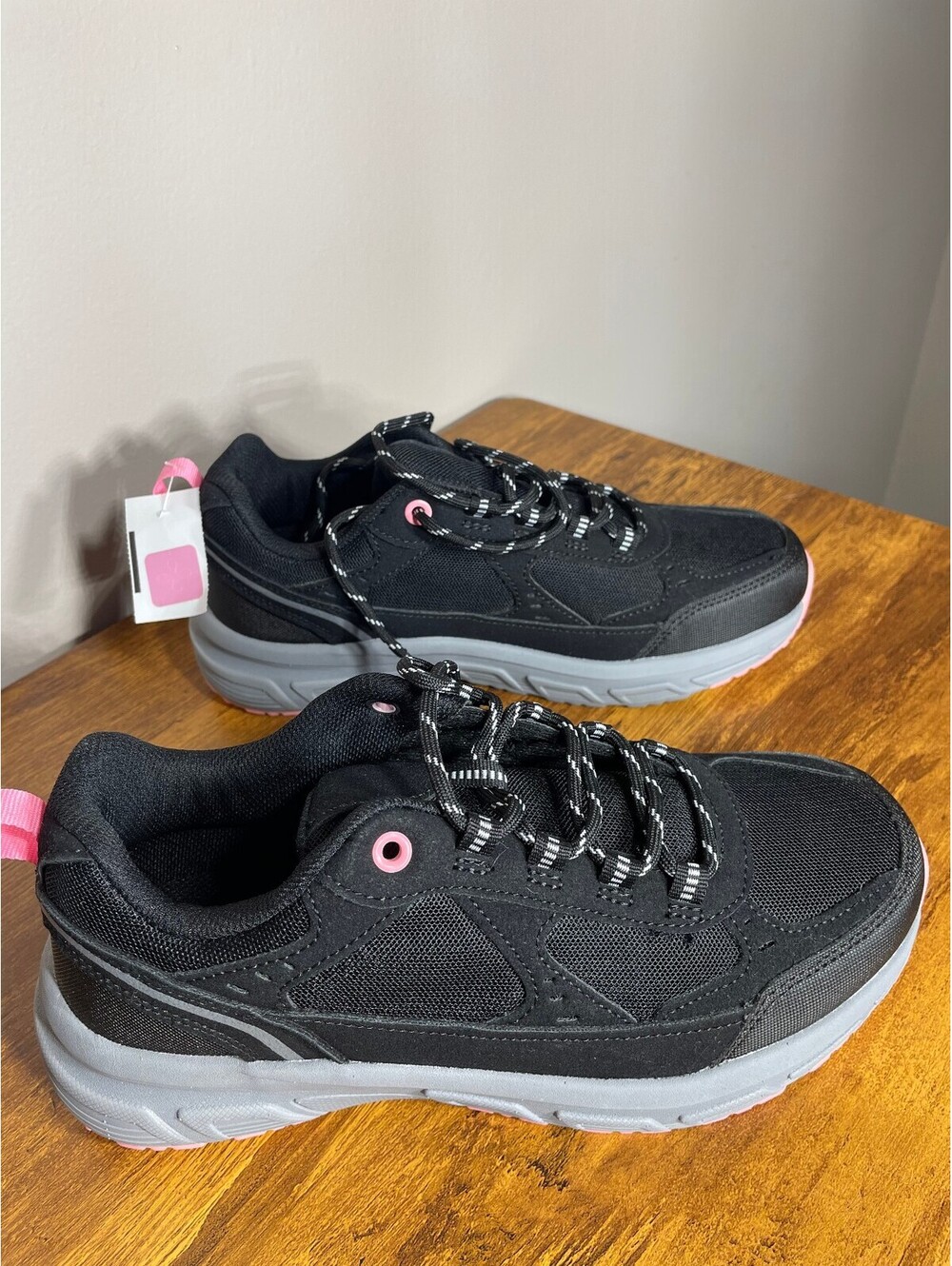 New Vively Trail Walk Sneakers Black Pink Grey Chunky Athletic Shoes Sz 8.5 - Picture 4 of 7